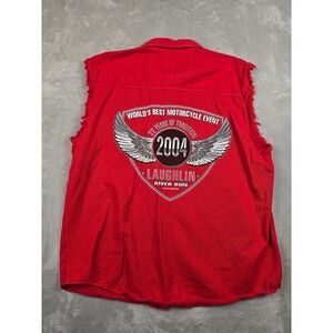 Vintage Laughlin River Run Biker Vest Mens XXL Red 2004 Motorcycle Sleeveless